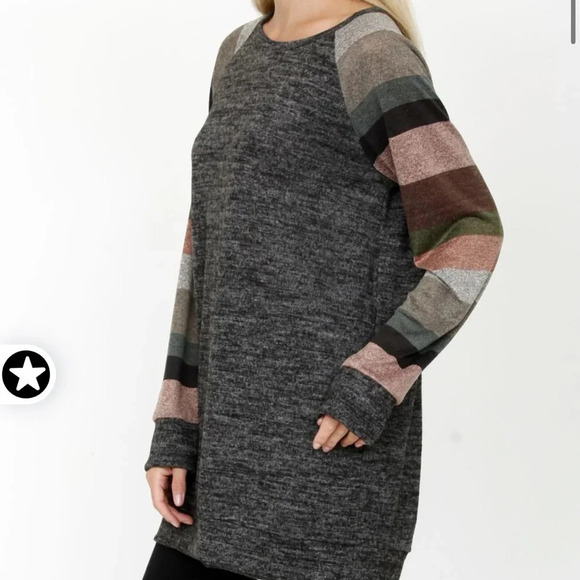 Egs Striped Multi Color Sleeve Tunic Top Shirt women’s large - Picture 8 of 8